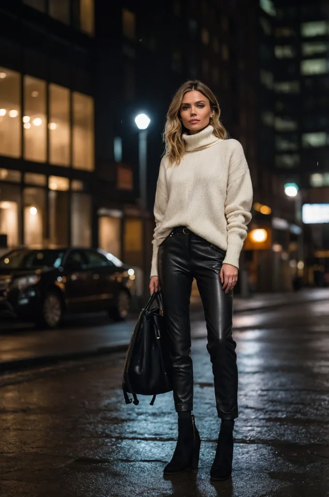 Oversized Sweater & Leather Pants