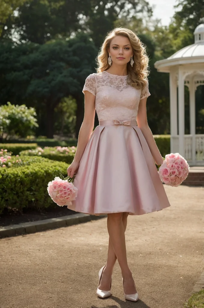 Romantic Rose Pink Lace Tea Dress