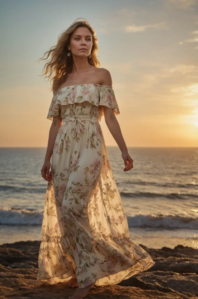 A Floral Off-the-Shoulder Maxi Dress