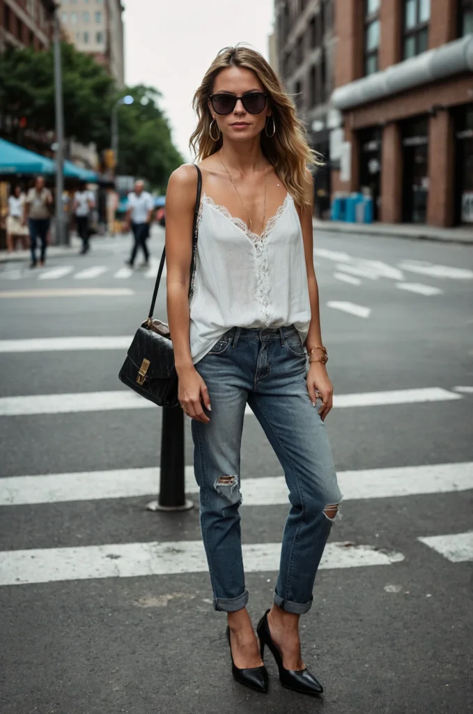 Baggy Jeans & a Feminine Top