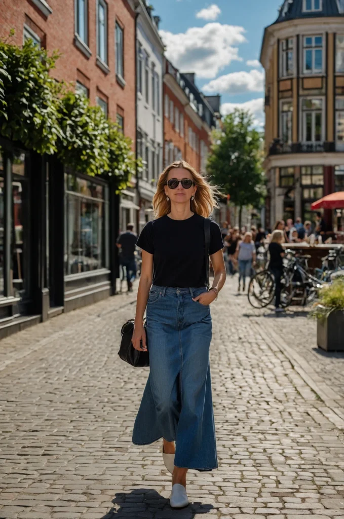 The Long Denim Skirt & Baby Tee