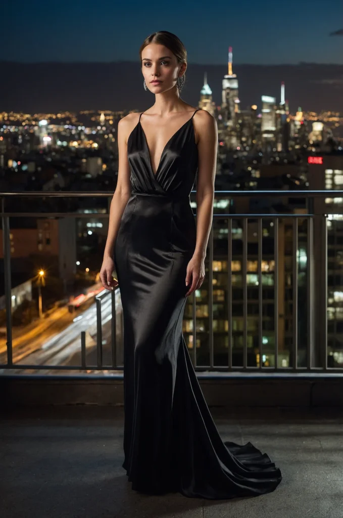 The Black Satin Slip Dress
