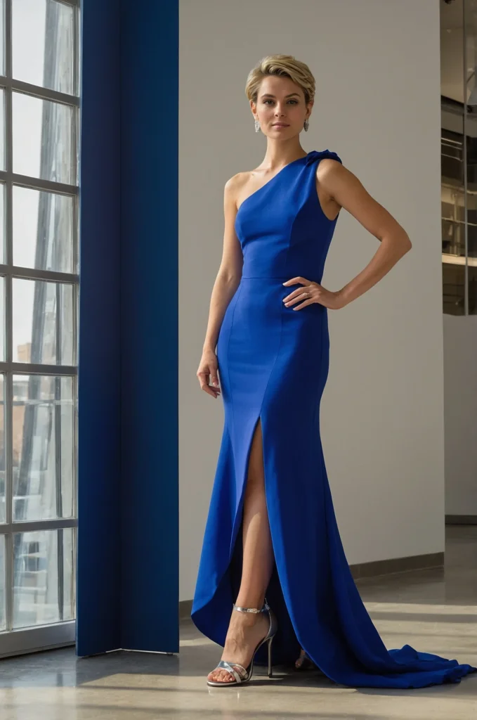 The One-Shoulder Column Gown