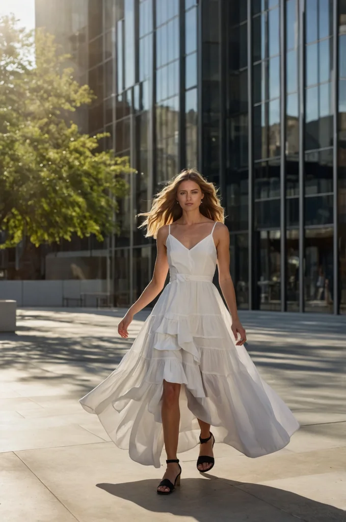 The Asymmetrical Hem & Strappy Sandals