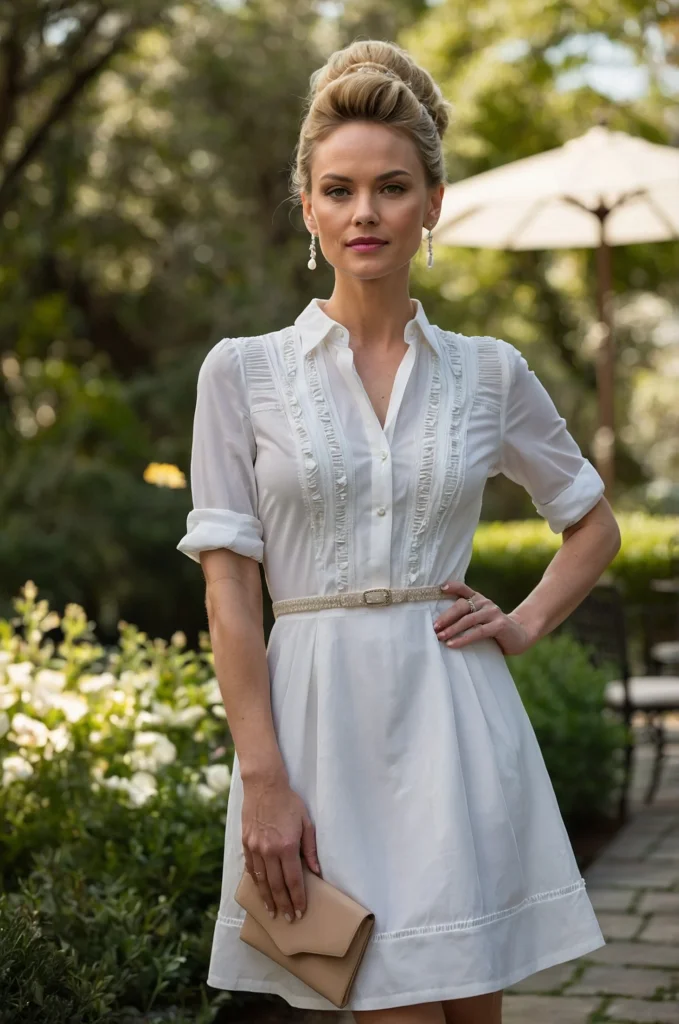 The Pintuck Detail Dress & Pearl Sandals