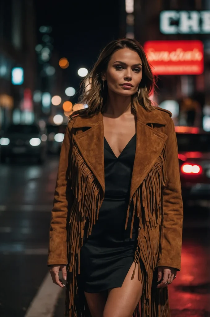 Fringe Jacket over a Simple Dress