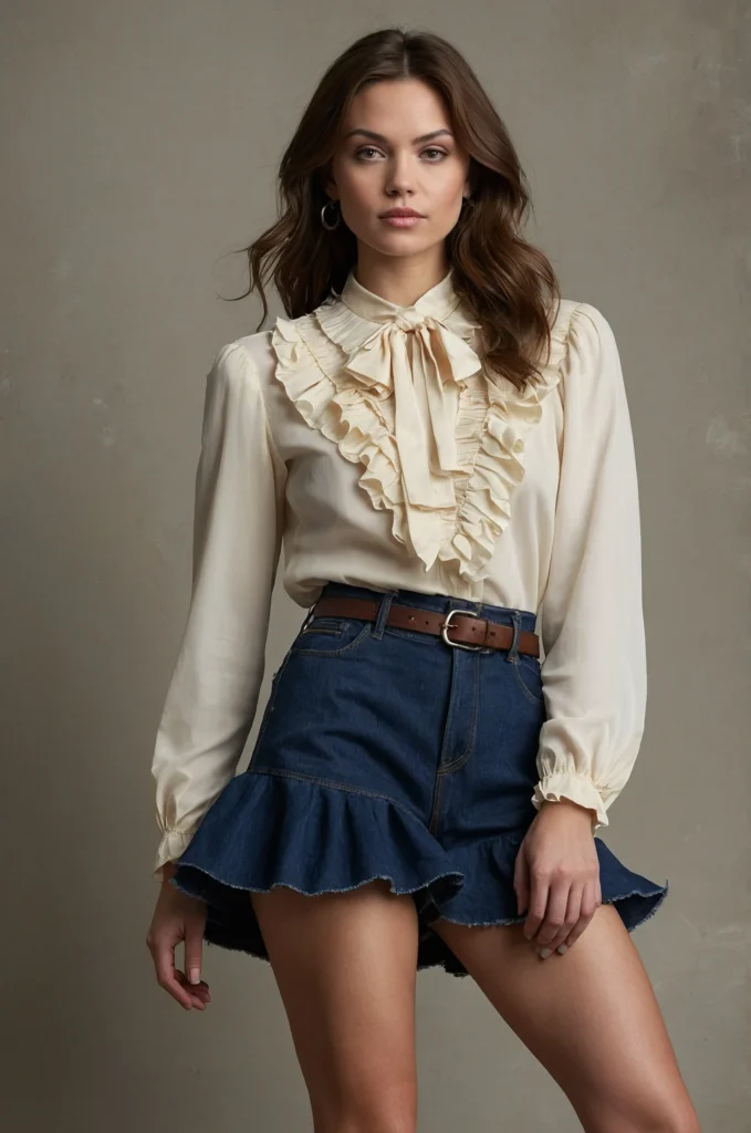 Ruffled Western Blouse