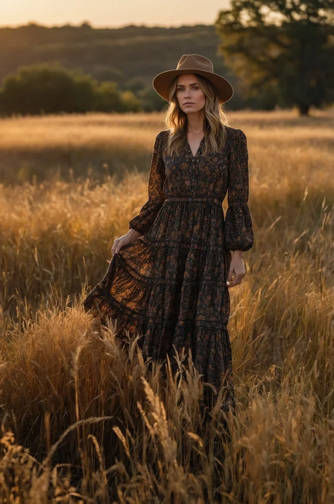 Prairie Dress with Ankle Boots
