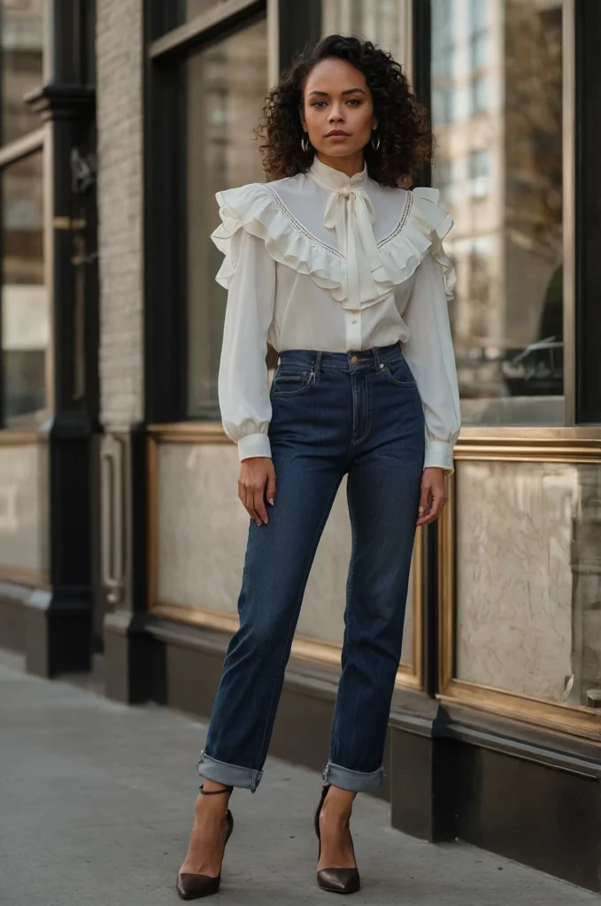 Ruffled Western Blouse